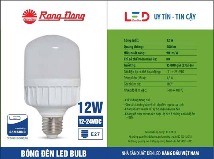 Đèn LED 12W phù hợp với thị trường Việt Nam