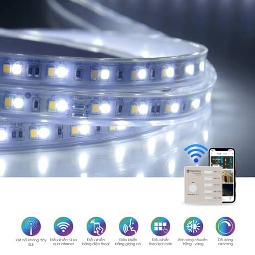 Đèn LED dây đổi màu CCT Bluetooth LD01.RF.BLE 1000/7W