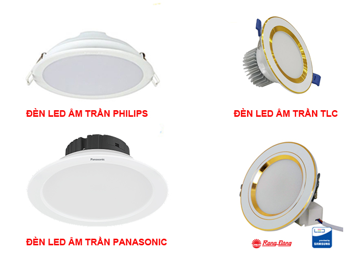 Kích thước đường kính khoét trần đèn LED âm trần Philips, Panasonic