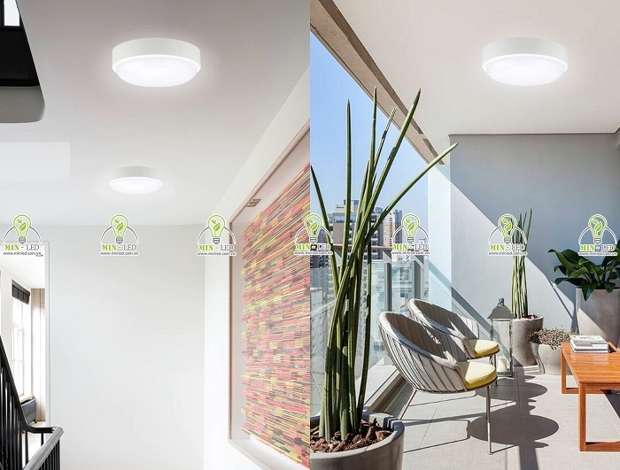 Đèn LED ốp trần 15W được ứng dụng chiếu sáng cho các không gian trong nhà và ngoài trời